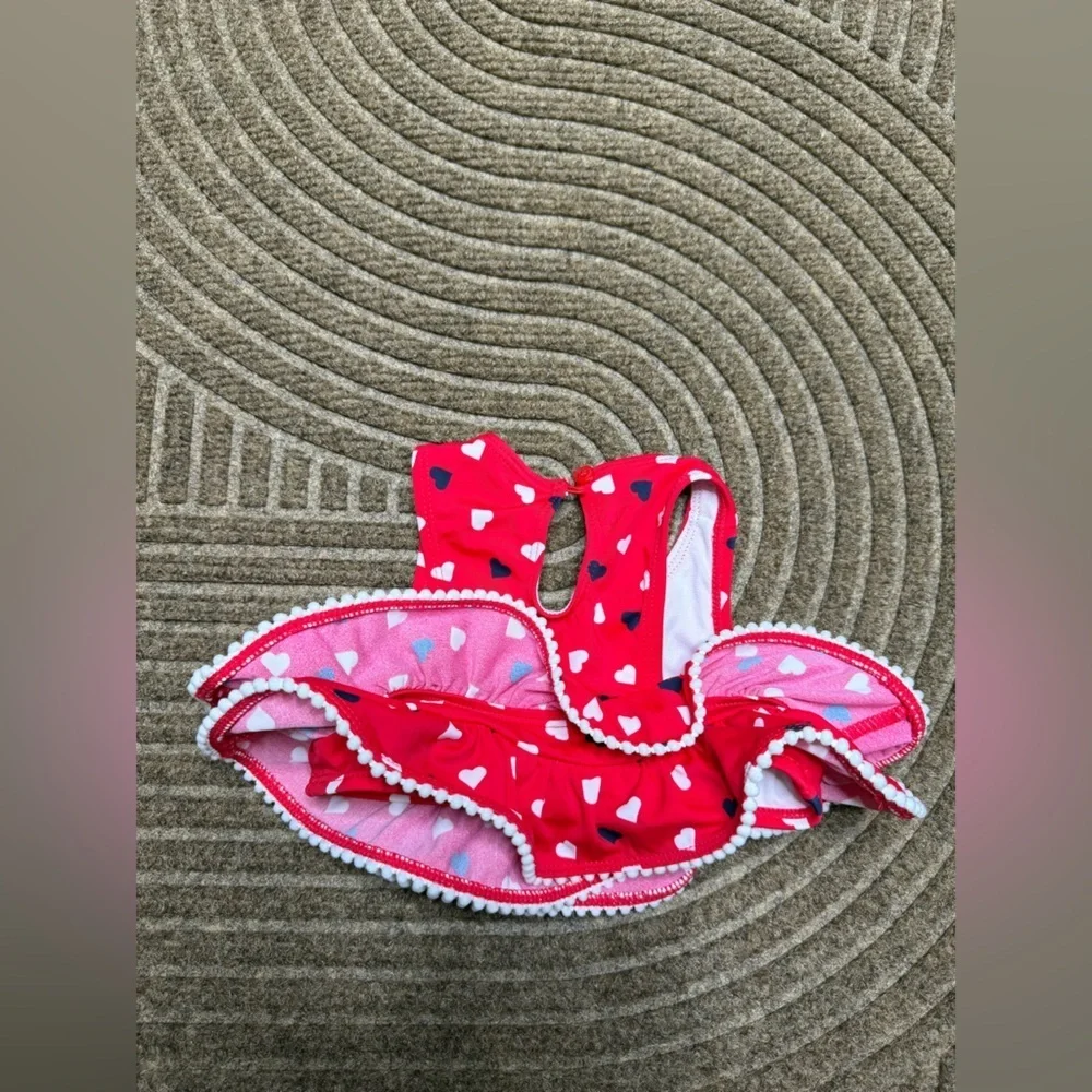 Janie and Jack Swim Set Bundle (2) Floral Ruffle and Ruffle Heart Print